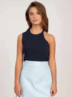 Geribbelde one shoulder top