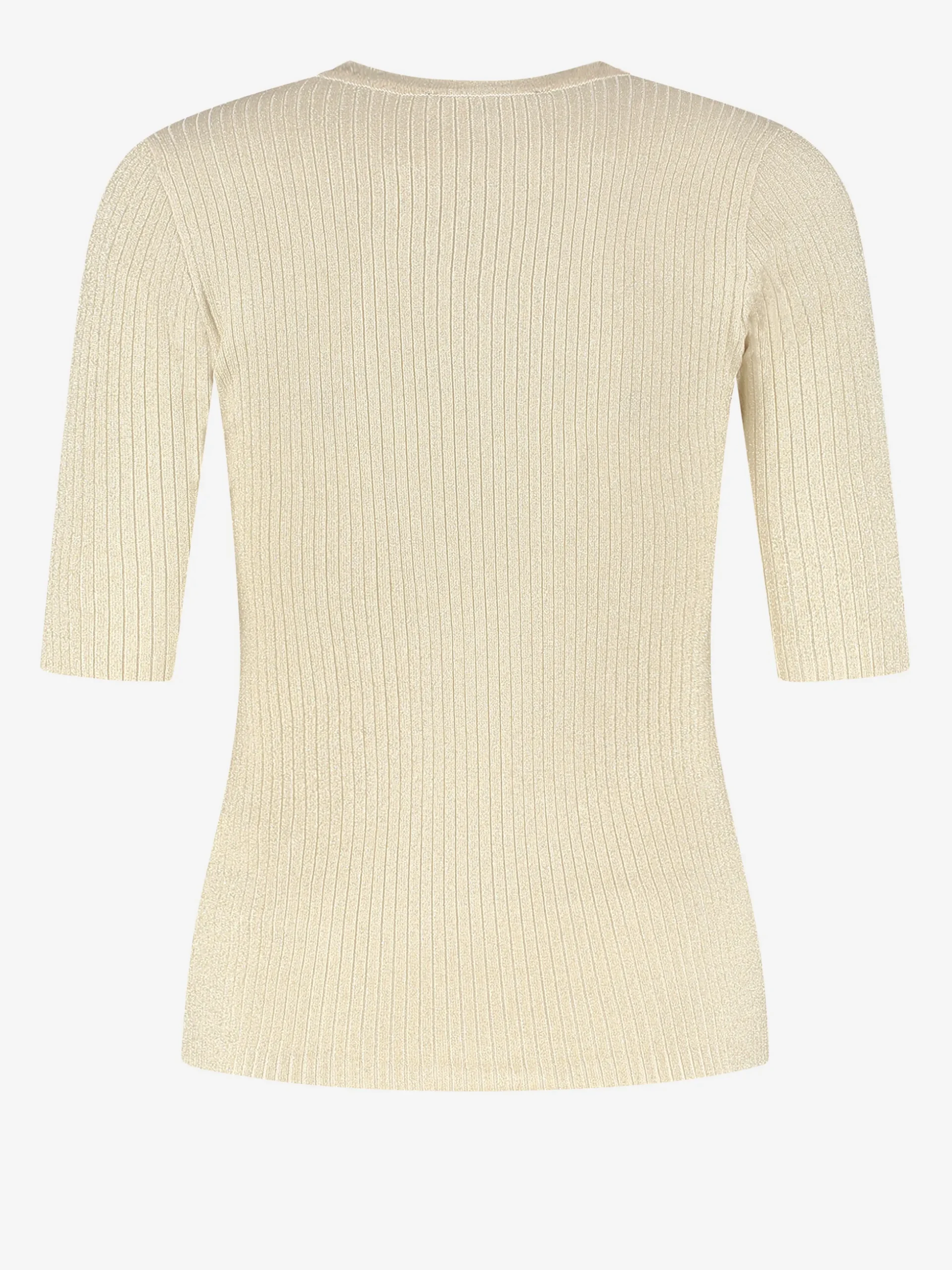 Geribbelde top met half lange mouwen
