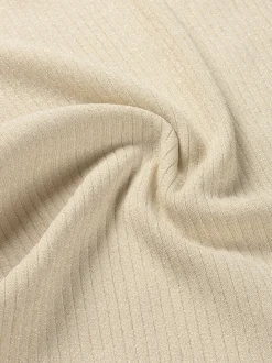 Geribbelde top met half lange mouwen