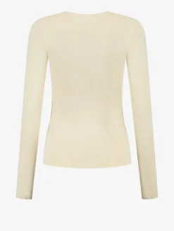 Geribbelde top met lange mouwen