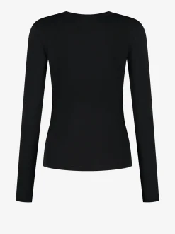 Geribbelde top met lange mouwen