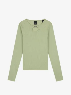 Geribbelde top met open detail