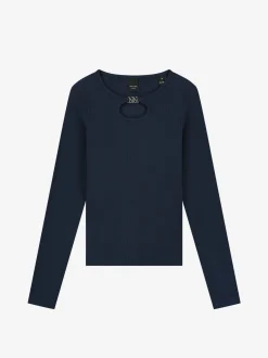 Geribbelde top met open detail
