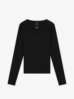 Geribbelde top met open detail