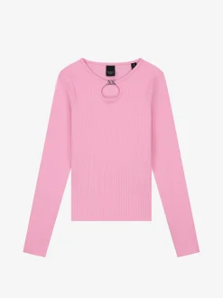 Geribbelde top met open detail