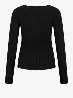 Geribbelde top met sierknopen