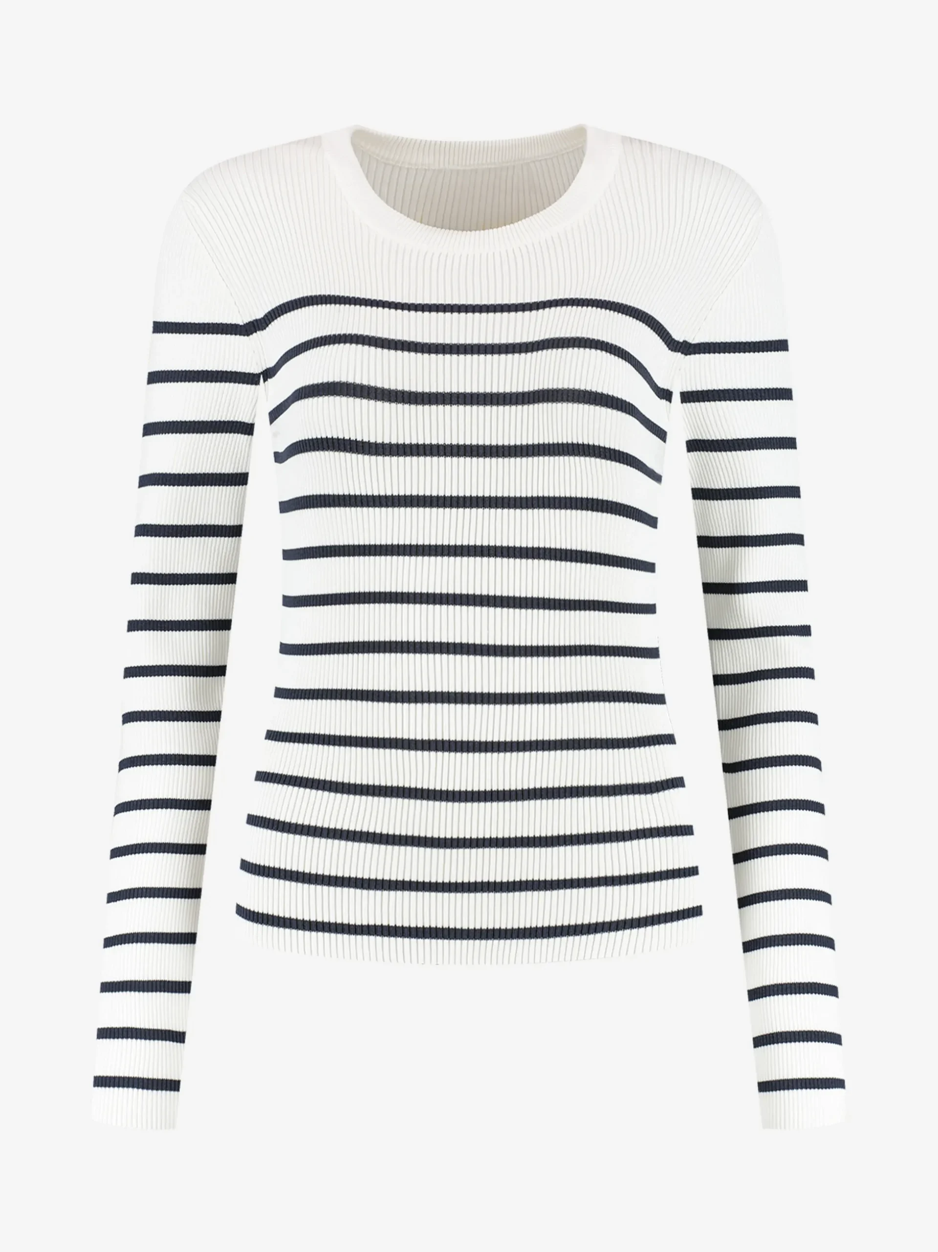 Geribbelde top met strepen en knoopdetails