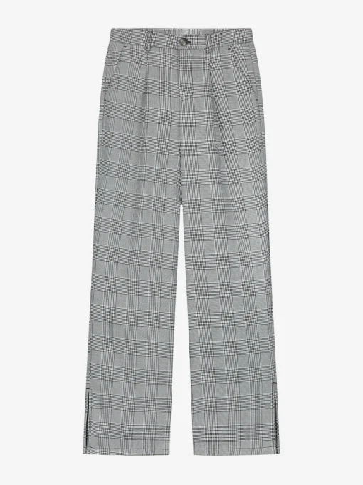 Geruite pantalon met split