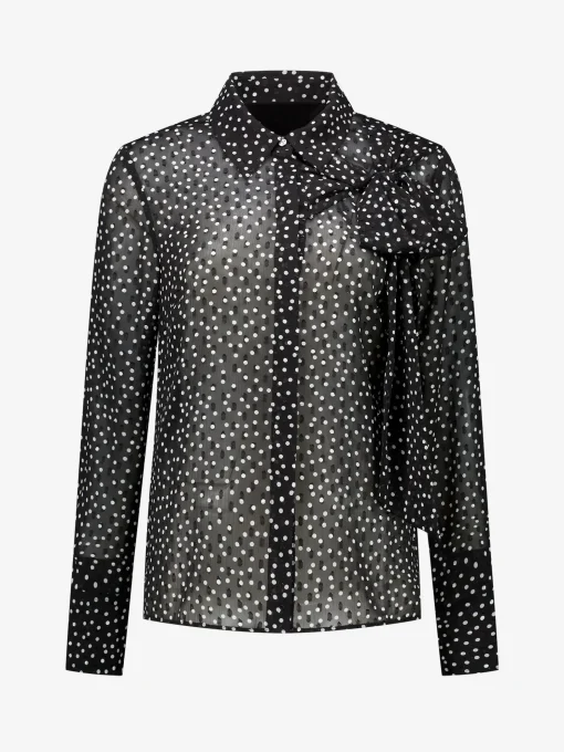 Gestippelde blouse met strik detail
