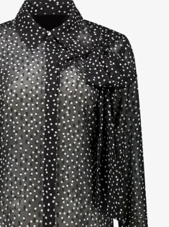 Gestippelde blouse met strik detail