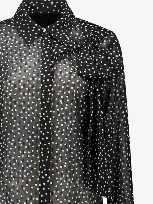 Gestippelde blouse met strik detail