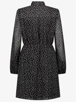 Gestippelde jurk met strik detail