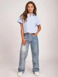 Gestreepte cropped blouse