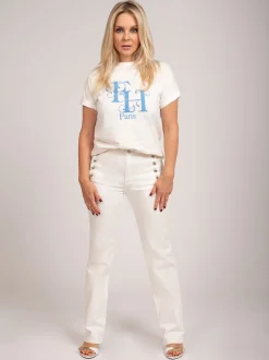 High rise jeans met knopen