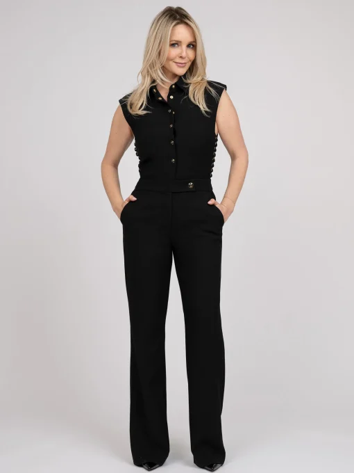 High waist jumpsuit with lace detail