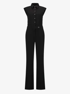 High waist jumpsuit with lace detail