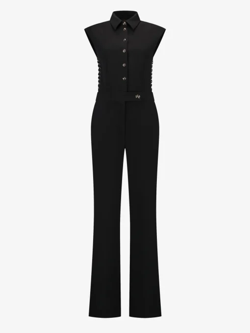 High waist jumpsuit with lace detail