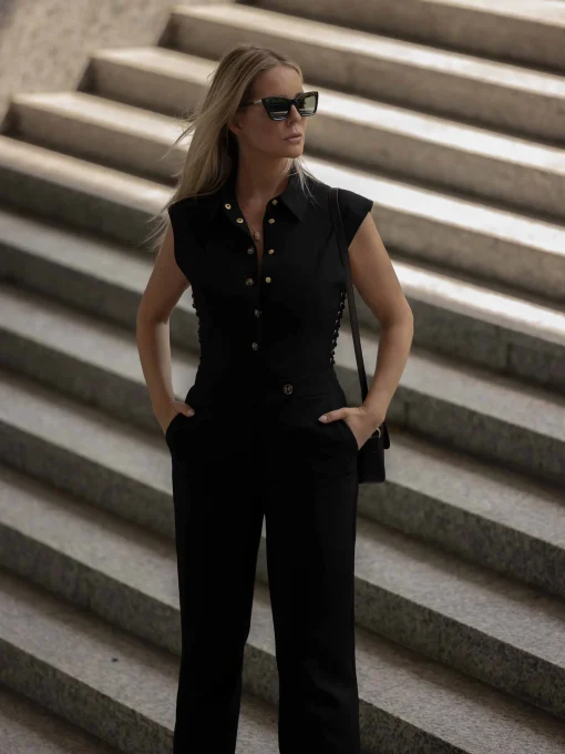 High waist jumpsuit with lace detail