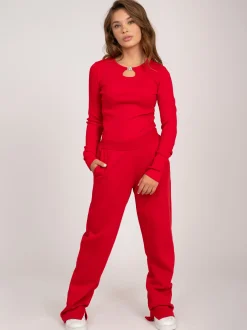 Joggingbroek met rechte pijpen en split