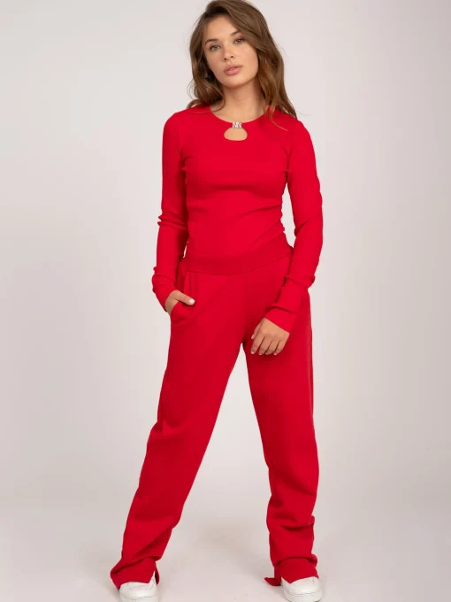 Joggingbroek met rechte pijpen en split