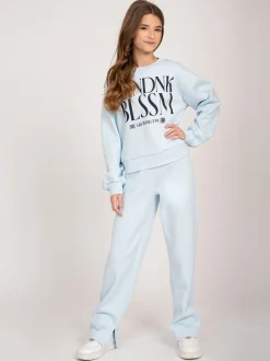Joggingbroek met rechte pijpen en split
