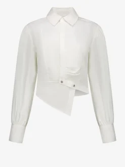 Korte asymmetrische blouse met ballonmouwen