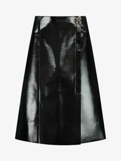 Lakleren a-lijn midi rok