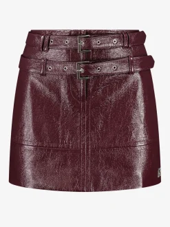Lakleren rok met lage taille