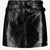 Lakleren rok met lage taille