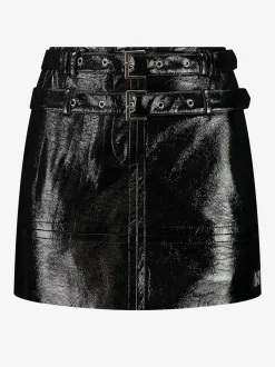 Lakleren rok met lage taille