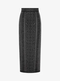Lange glitter rok met logo patroon