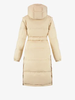 Lange puffer jas met riem en afneembare mouwen