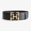 Leren croco riem met logo gesp