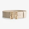 Leren riem met logo gesp