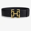 Leren taille riem met logo gesp