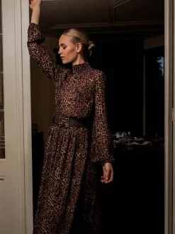 Leren taille riem met logo gesp