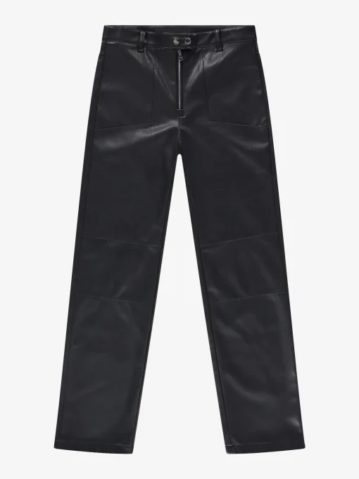 Leren-look broek met rits