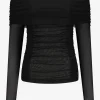 Mesh off-shoulder top