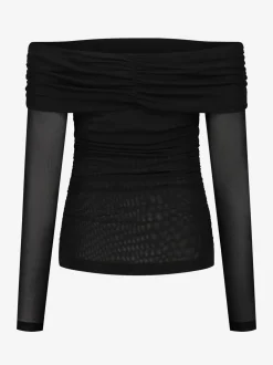 Mesh off-shoulder top