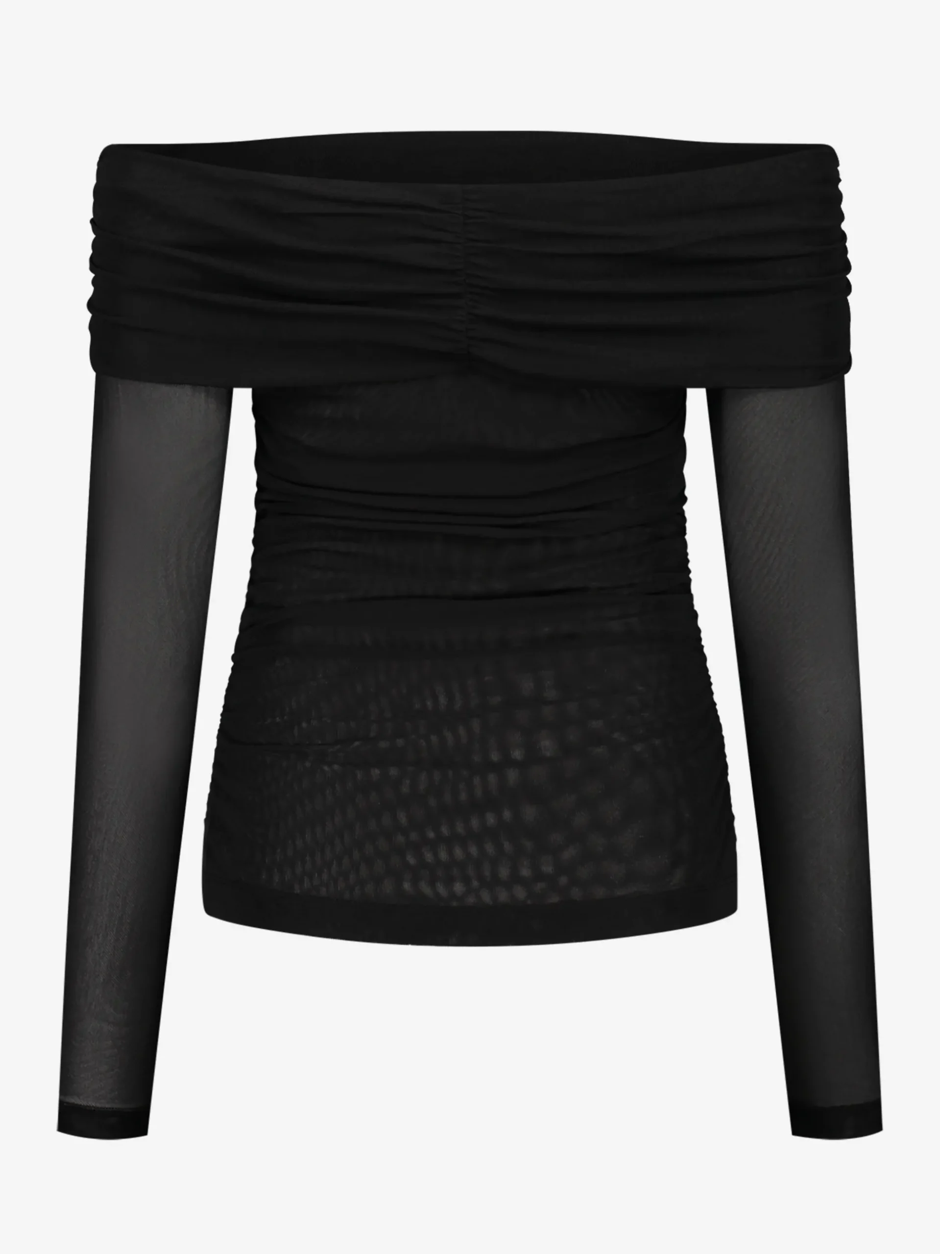 Mesh off-shoulder top