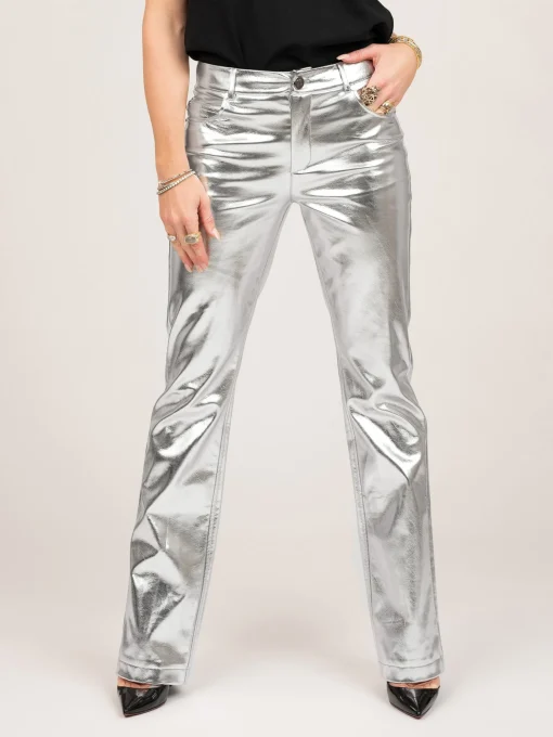 Metallic broek met rechte pijpen