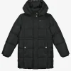 Puffer jas met capuchon en getailleerd middel