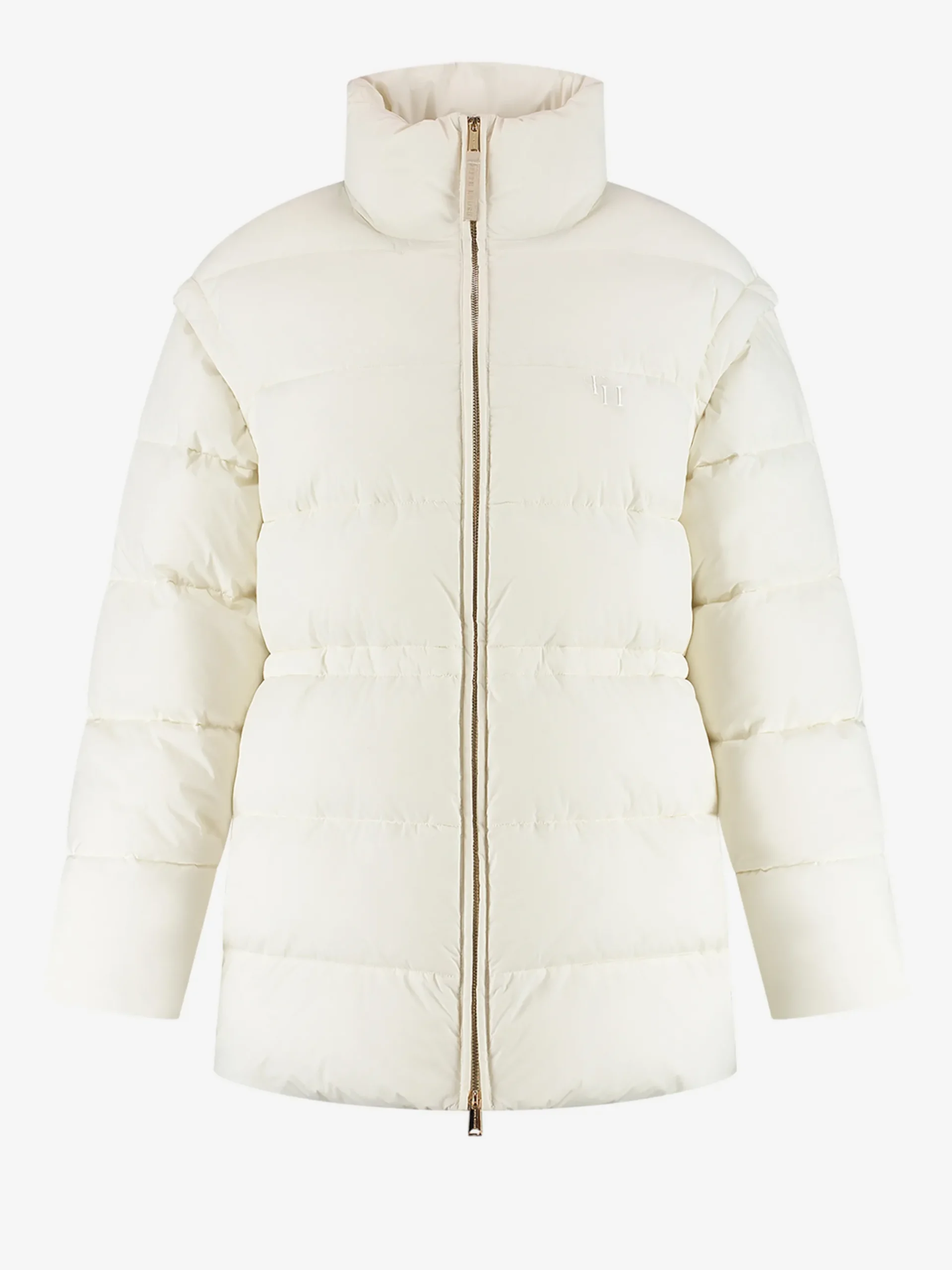 Puffer jas met capuchon en getailleerde taille