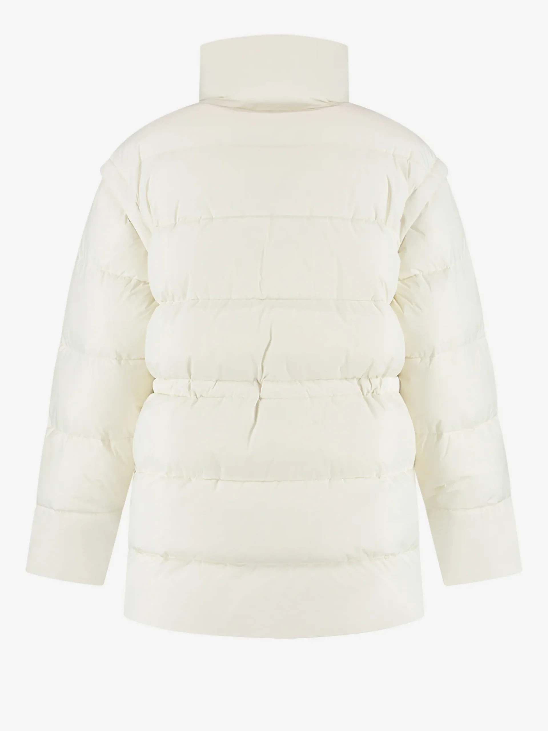 Puffer jas met capuchon en getailleerde taille