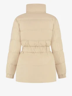 Puffer jas met hoge hals en riem