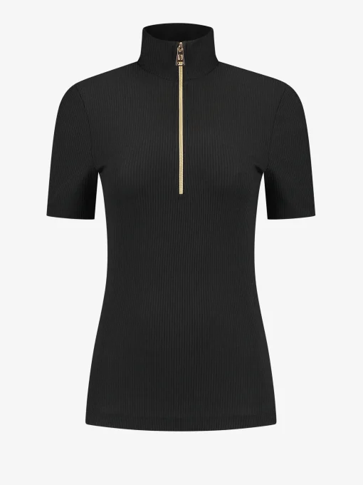Ribbed top met rits