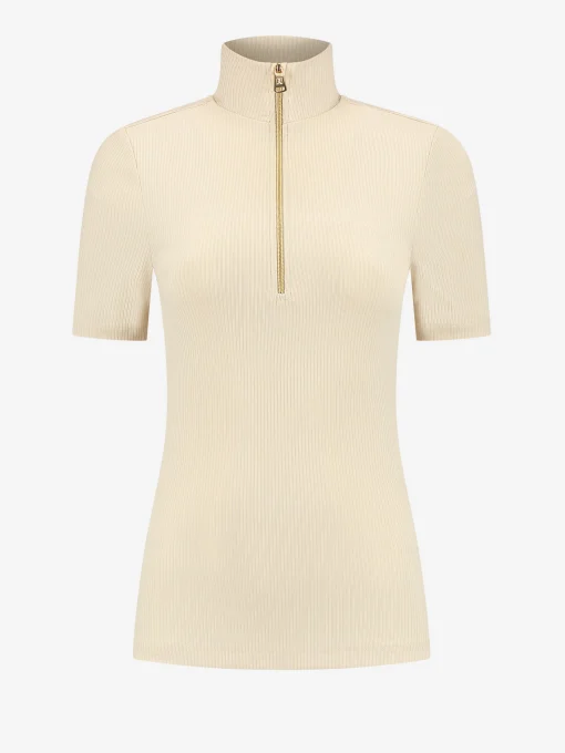 Ribbed top met rits