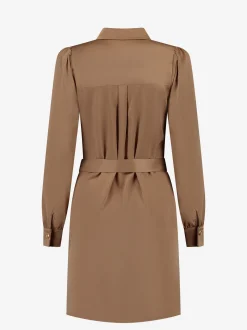Satijn look jurk met taille koord