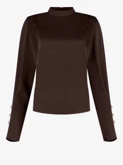 Satijnen look top met flared mouwen