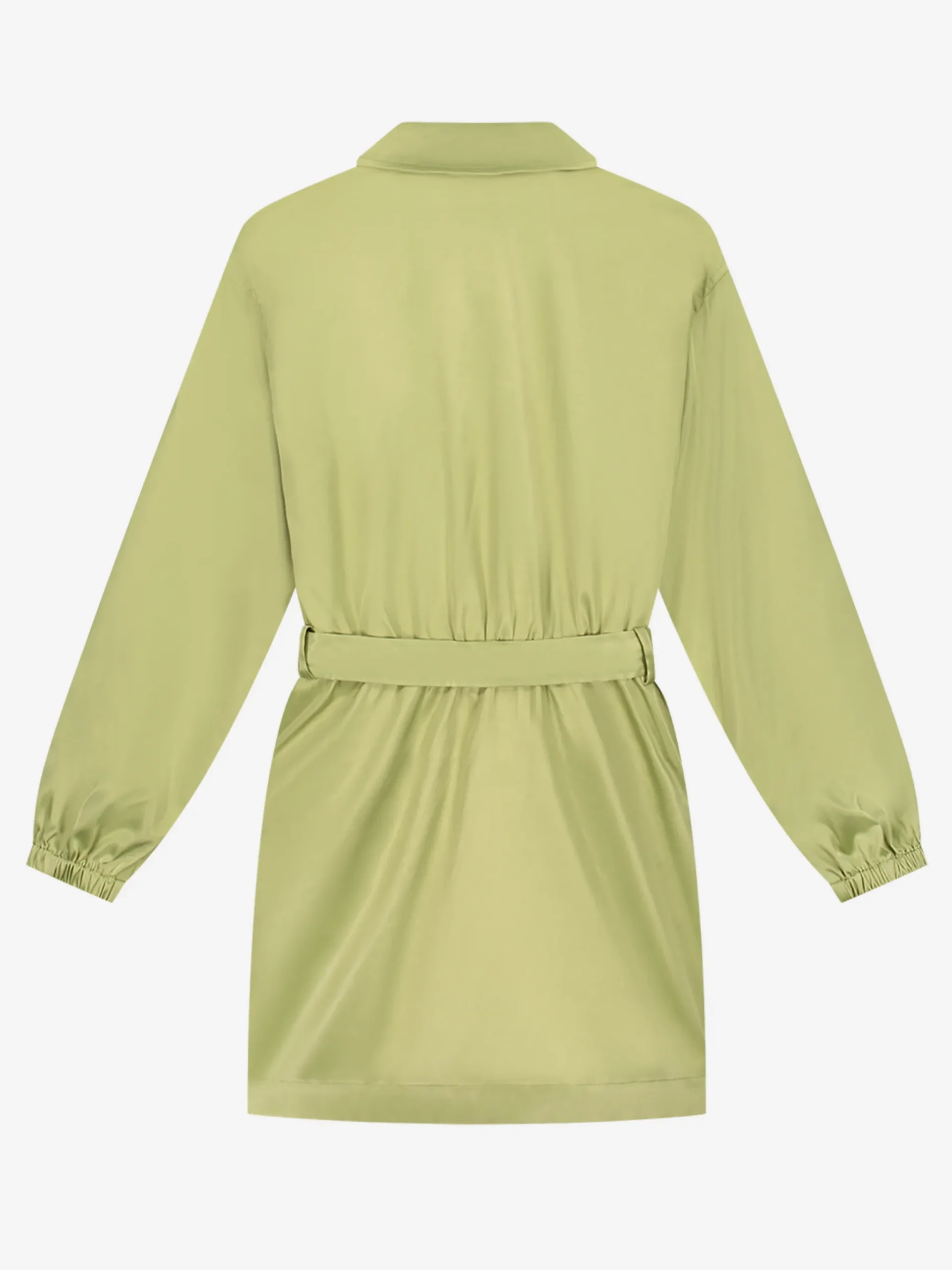 Satijn-look jurk met zakken en ceintuur